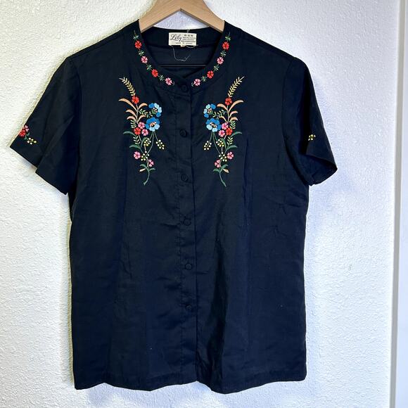 vintage embroidered blouse, top, Lily, button up shirt, embroidery - Picture 1 of 6